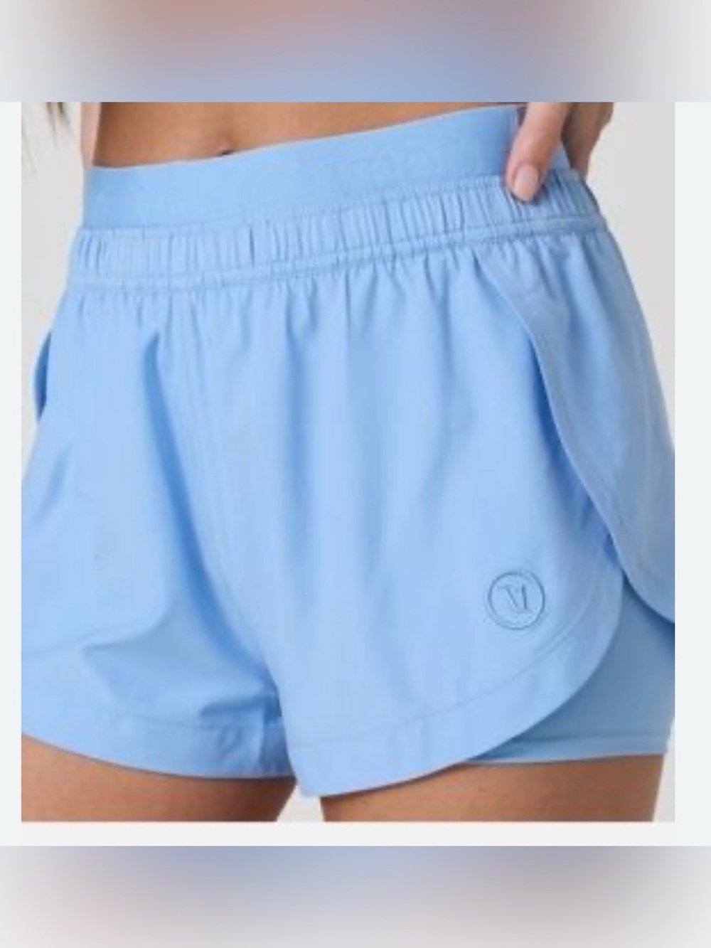 Vuori Rise and Shine Light Blue Women's Athletic Shorts with Elastic Waist XS